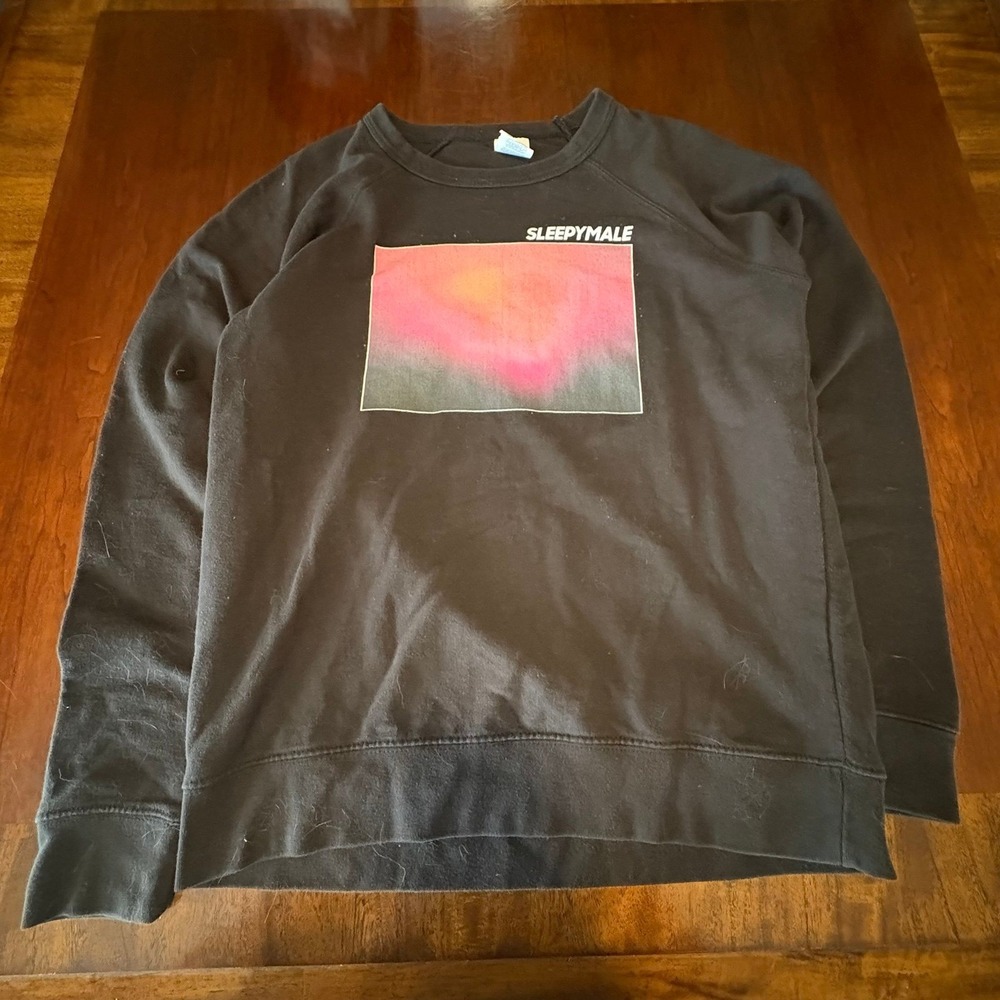 SleepyMale Graphic Crewneck Sweatshirt Delta Fleece Black Pullov